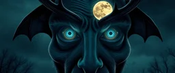 eyes of dracula bat hound reindeer yoga man with the moon as the pupils