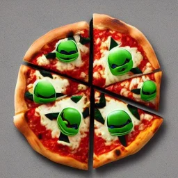 Realistic italian Pizza as ninja turtles