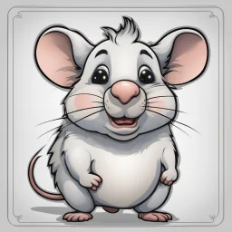 (Rat cow:1.5), with rat ears and tail, chubs, lineal caricature art full body