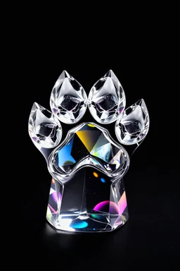 glass prism paw on black background