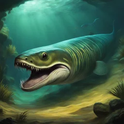 A large, hideous electric eel ridden by a mummy