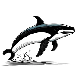 illustrazione vettoriale orca, corpo intero sfondo bianco disegno in grigio