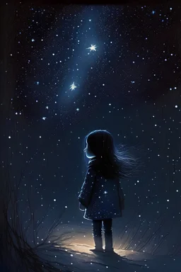 Once upon a time, in the vast expanse of the night sky, there was a tiny star named Stella. Stella lived all alone in a distant corner of the galaxy, surrounded by the cold darkness of space. She twinkled faintly, casting a lonely glow in the vast emptiness.