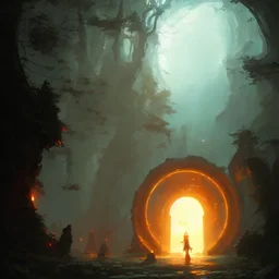 Glowing Portal in a fantasy world by Greg Rutkowski