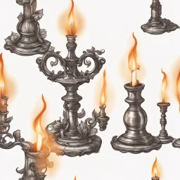 candlestick with burning candles from the movie Beauty and the Beast on a light background