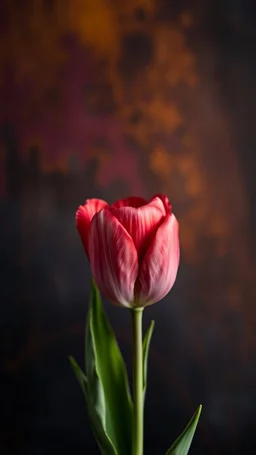 Create dark big tulip and dark multicoloured background