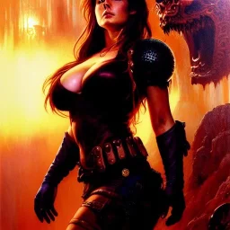 Drawing of beautiful face,'beautiful,Busty fit 'Claire Redfield',intense stare, ancient skintight armor, balanciaga fashion clothe painting by gaston bussiere, greg rutkowski, yoji shinkawa, yoshitaka amano, tsutomu nihei, donato giancola, tim hildebrandt Oil on canvas, cinematic composition, extreme detail,fit full head inside picture,16k