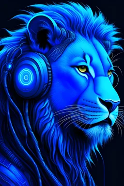 Hip hop cyberpunk blue lion realism