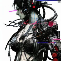 beautiful cyberpunk woman, hyper detailed, hyperdetailed, intricately detailed, illustration by <Katsushika Hokusai> <Yoji Shinkawa>,