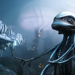 Alien malevolent scout, scifi, perfect composition, super detailed, 8k, high quality, intricate details, highly detailed, in the style of H.R. Giger