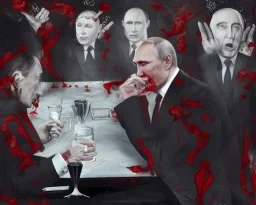 president Putin as old evil devil drink blood