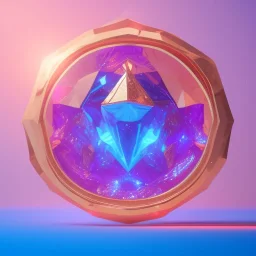 A portrait of a crystalised blue pink extraterrestrial, gold, diamonds, sunny background, atmospheric, realistic, unreal engine, 8k. Cinematic lighting, octane render.