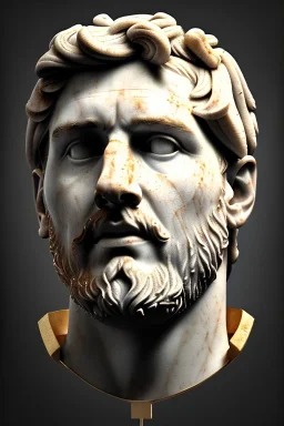 Ultra Realistic image, Roman sculpture bust, clean white marble material, Lionel Messi, gold Laurel leaves wreath, renaissance ornaments, one gold star, blue sky background, chisel style, waist up portrait, emperor style, epic, celestial, cinematic lighting, god light, 4k resolution, smooth details, ornate details, soft lighting, unreal engine 5, art station, substance 3d, art concept.