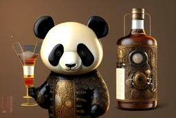 steampunk panda in moutai whiskeychinadesign