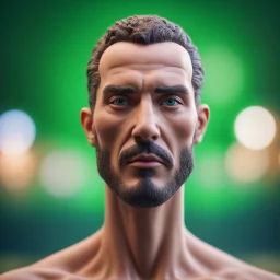 just a head, no body, against greenscreen background,bokeh like f/0.8, tilt-shift lens 8k, high detail, smooth render, down-light, unreal engine