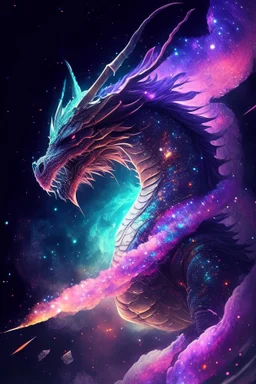 Fierce Magical dragon in space