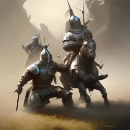 frank frazetta style, two knight clases on battlefield