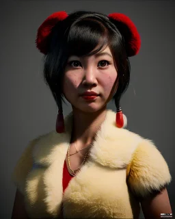 Portrait, Asian waitress woman with monster muppet mask that covers her entire head, retro style, Sesame Street style, smooth, unreal engine 5, god lights, ray tracing, RTX, lumen lighting, ultra detail, volumetric lighting, 3d.