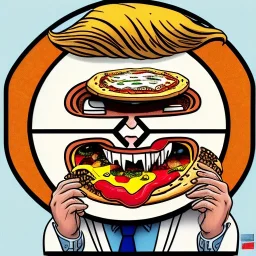 Trump eating pizza