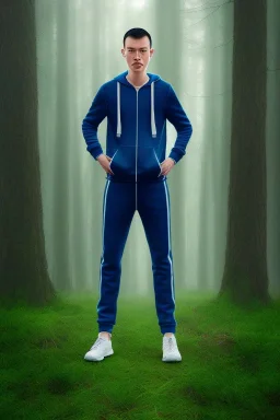 Appe ran in jogging suits in the forest, details, texture, 8k quality,