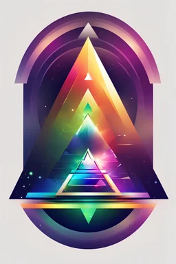 the big eye look at prism of colored light and a pyramid through lens circle-shaped in logo style