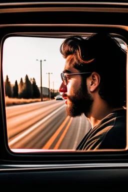 شخص يظر من نافذة السيارات بطريقة تنمي