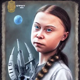 portrait of Greta Thunberg USA army