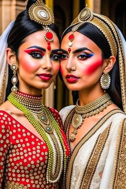 Indian and European brides are posing for magazine photoshoot