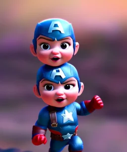 Baby captain america, full body, bokeh