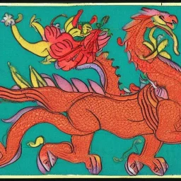 india god of flowers and fruits riding on a dragon