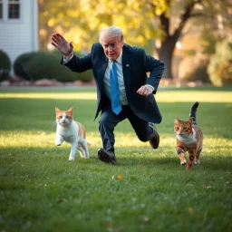 donald trump running away to save two cats