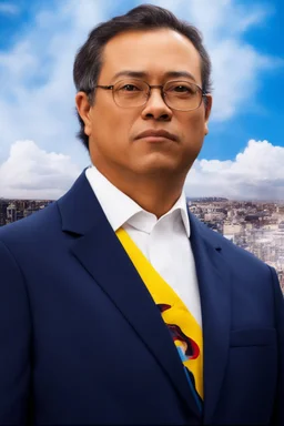 Retrato cyberpunk Gustavo Petro calidad ultra