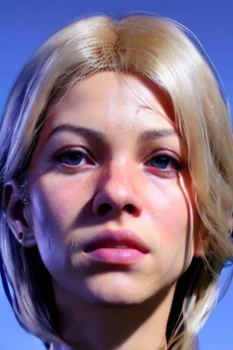 Shakira, artist, 30 years old, Realistic image, waist up portrait, blonde, loose long hair, wind, eyes make up, perfect, glow, circle iris. concept art, smooth, unreal engine 5, god lights, ray tracing, RTX, lumen lighting, ultra detail, volumetric lighting, 3d, finely drawn, high definition, 4k.