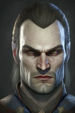 Portrait of Emhyr, from the Witcher 3 videogames, with dark eyes and no beard