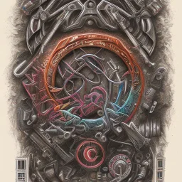 rune alphabet , fine pen and spray paint