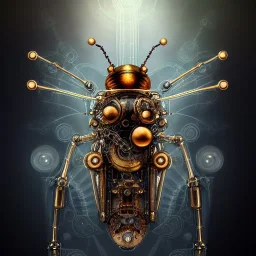 steampunk transparent cybernetic biomechanical robotic bug of death, symmetrical, front facing, very coherent symmetrical artwork, unreal engine realistic render, 8 k, micro detail, gold and steel intricate, elegant, highly detailed, digital painting, artstation, smooth, sharp focus, illustration, artgerm, tomasz alen kopera, wlop, unreal engine 5, octane render