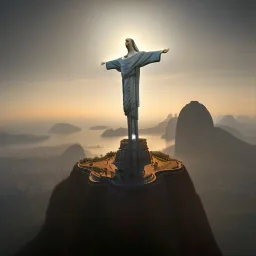 Christ the Redeemer, beautiful, landscape,sunset, unreal engine 5, cinematic lighting, photorealistic, realistic, hyper detailed, 8k, octane render, cinema 4d