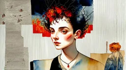 Weathering the storm, stone texture patchwork, watercolor and ink, intricate, elegant, Egon Schiele, Annigoni, Catrin Welz-Stein, debeh