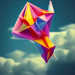 colorful origami in the clouds