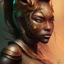 sango fantasy, fantasy magic, intricate, sharp focus, illustration, highly detailed, digital painting, concept art, matte, masterpiece snake head sexy lady body black African beauty tiger wearing African wrobe