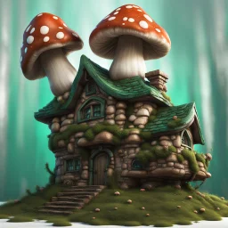 A lumpy mushroom house floating in space. neutral colors, white, green teal, Detailed gloss Painting, rich color, fantastical, intricate detail, splash screen, hyperdetailed, insane depth, concept art, 8k resolution, trending on Artstation, Unreal Engine 5, color depth, dynamic lighting, splash art, dramatic, masterpiece, excellent quality beautiful Imaginative, unique,