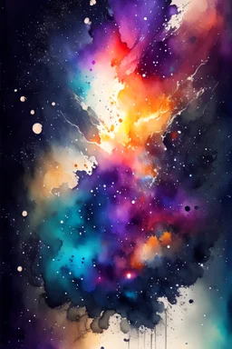 nebula, stars, abstract painting, watercolor, aqurelle, full color, 8k resolution, splashed, varied brushstrokes