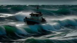 A boat on angry sea water