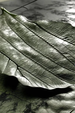 Organic leaf became metallic, silver