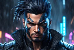 Machine venom in 8k cyberpunk drawing style, yasuo costume, yasuo hair, rain, highly detailed, high details, detailed portrait, masterpiece,ultra detailed, ultra quality