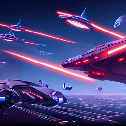 incredible spaceship flying over futurist city, symmetric, neon lights, star wars style, star trek style, greg rutkowski