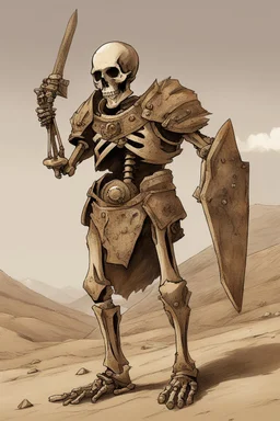 Ancient skeleton psi-warrior knight wandering the wasteland