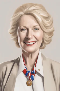 Portrait of a blonde british 50 year old female politician by Neale Worley