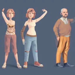 2d 4k realistic animation character concepts standing