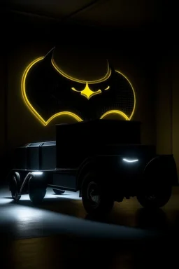 light sign with the shape of a truck like a batman films